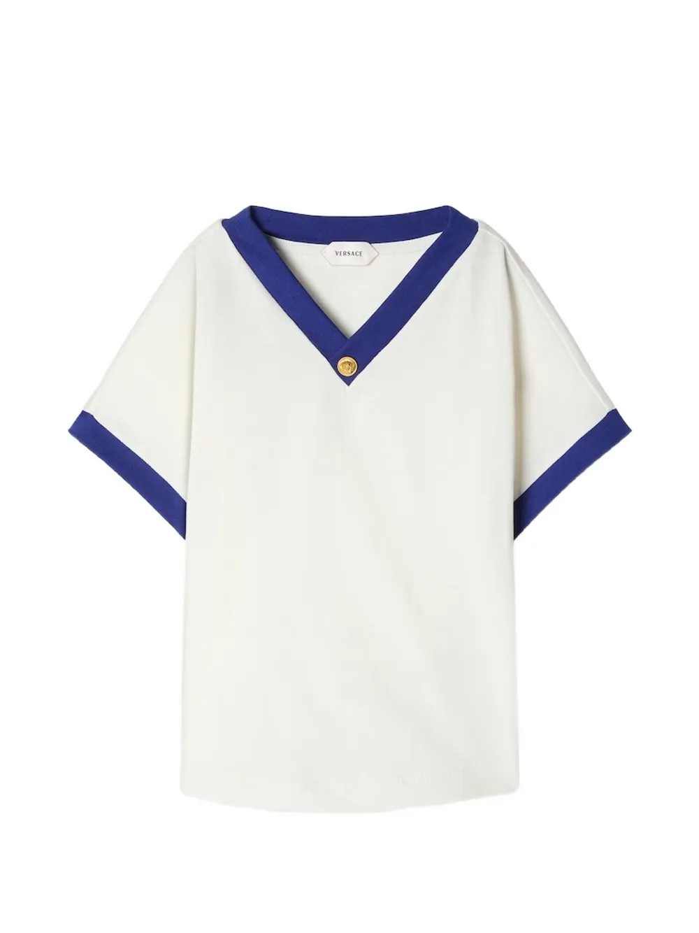 Versace T-Shirt aus elastischem Baumwolljersey - Weiß