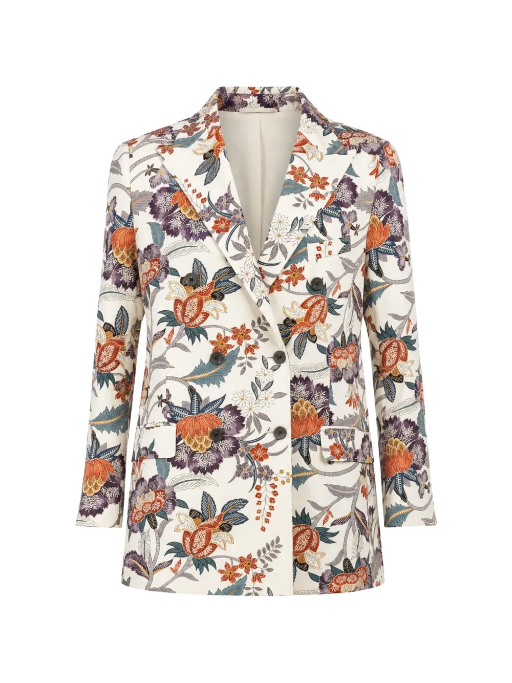 Ibrigu Floral-print Double-breasted Blazer In Neutral