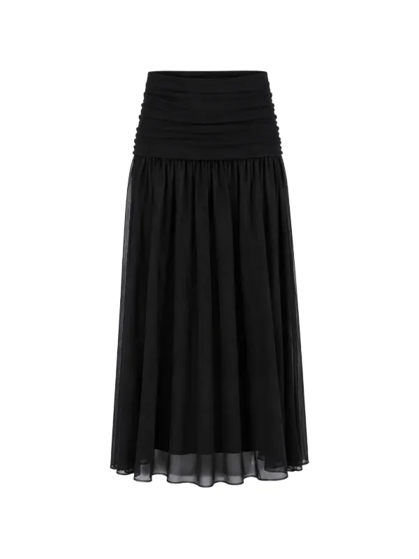 Petar Petrov Late Bloom Ruched Skirt in Black