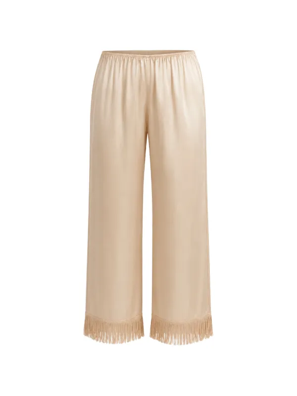 Dôen Lavon Fringe-trim Straight Trousers in Neutrals