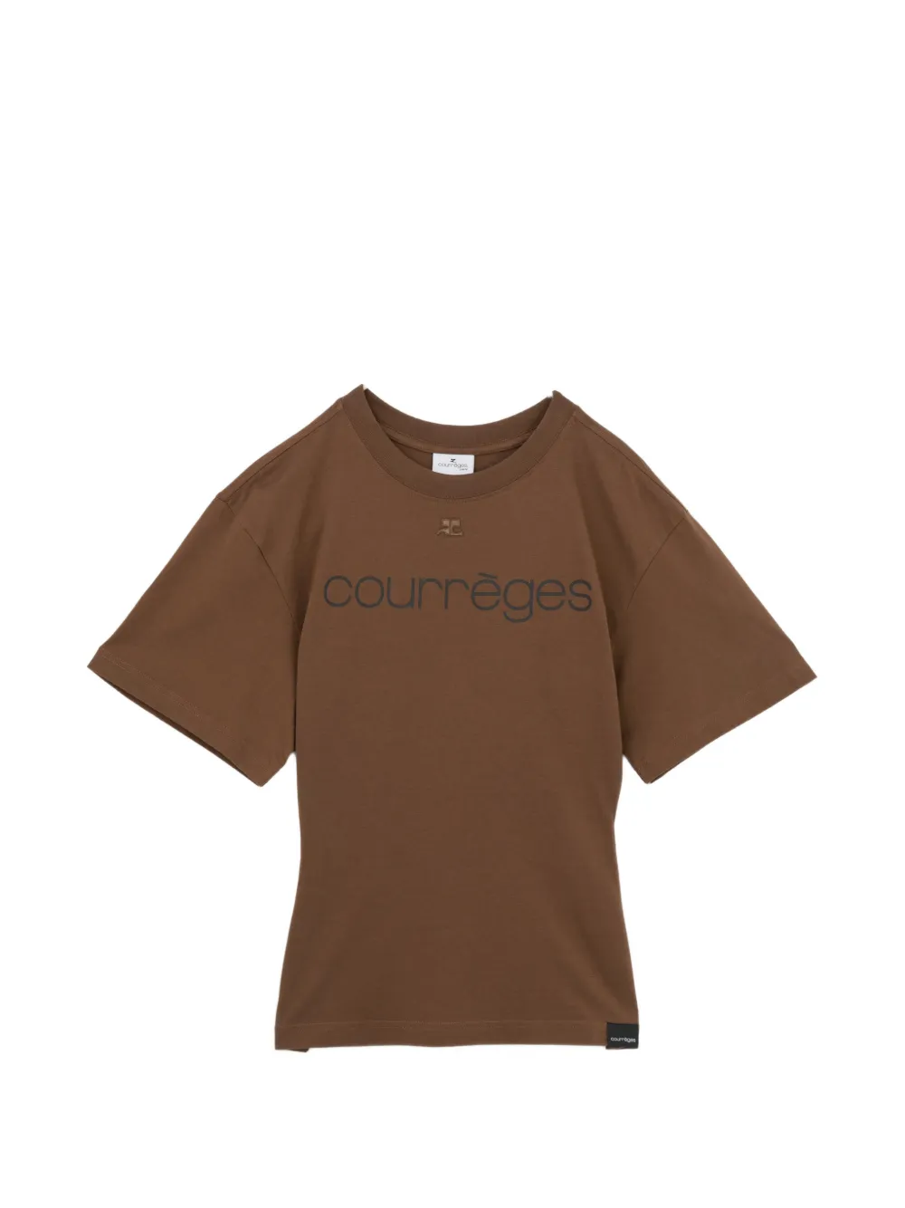 Courrèges logo-embroidered T-shirt - Marrone