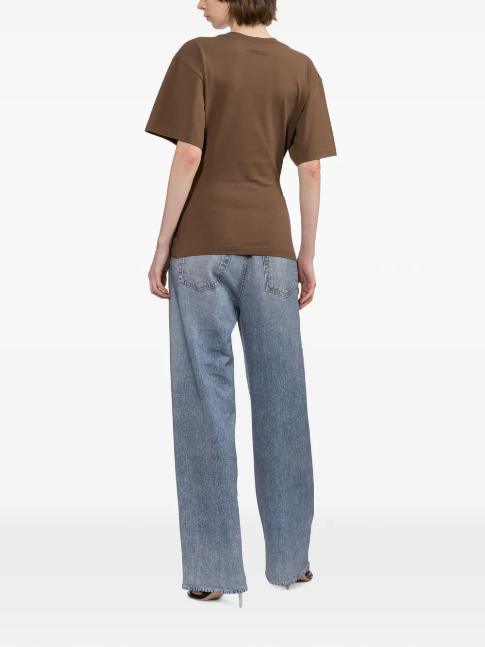 Courrèges T-shirt met geborduurd logo Bruin