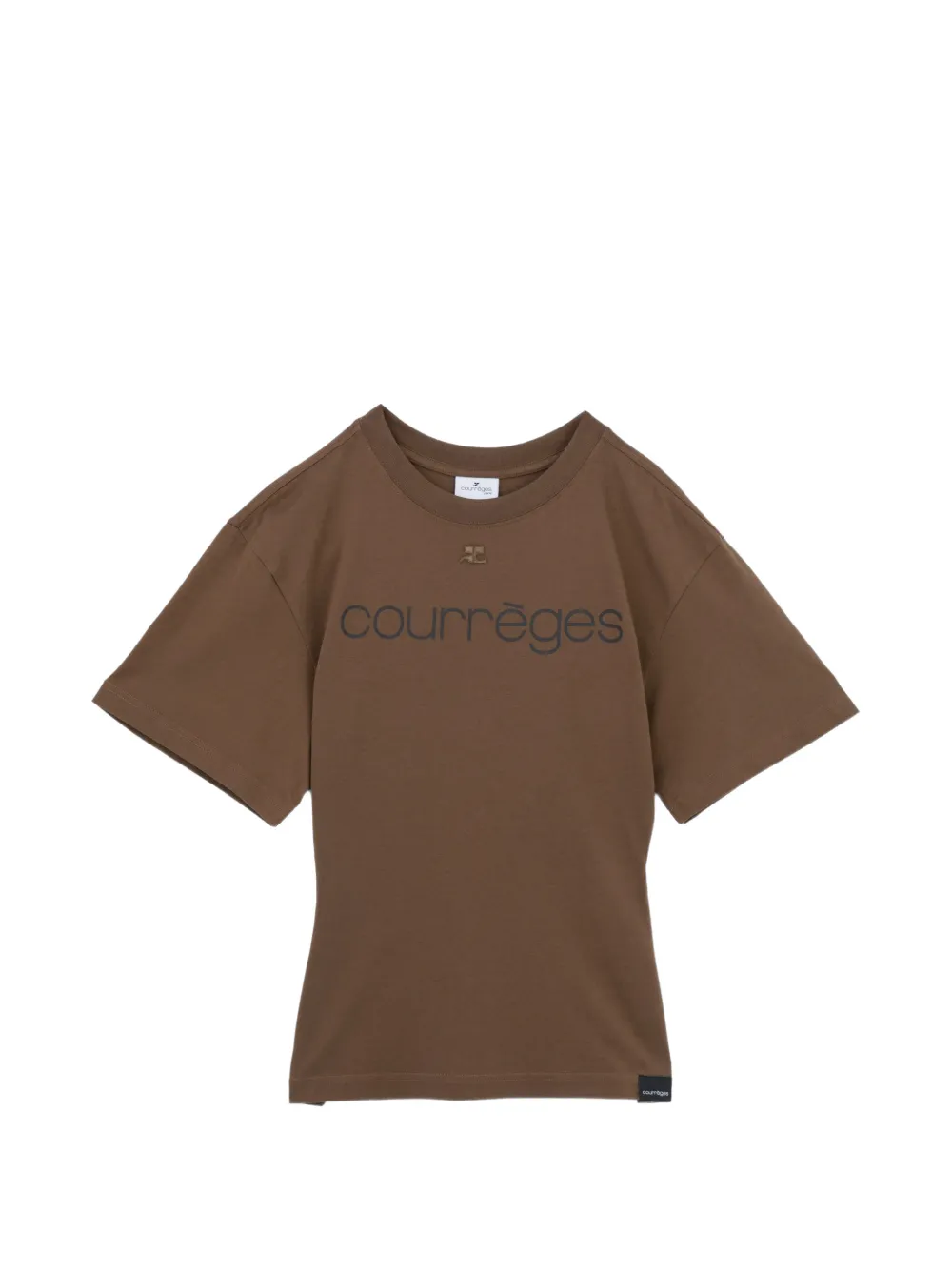 Courrèges logo-embroidered T-shirt - Marrone