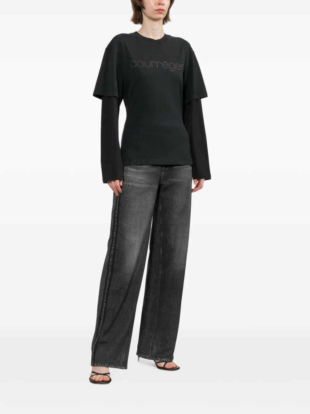 Courrèges Gelaagd T-shirt Zwart