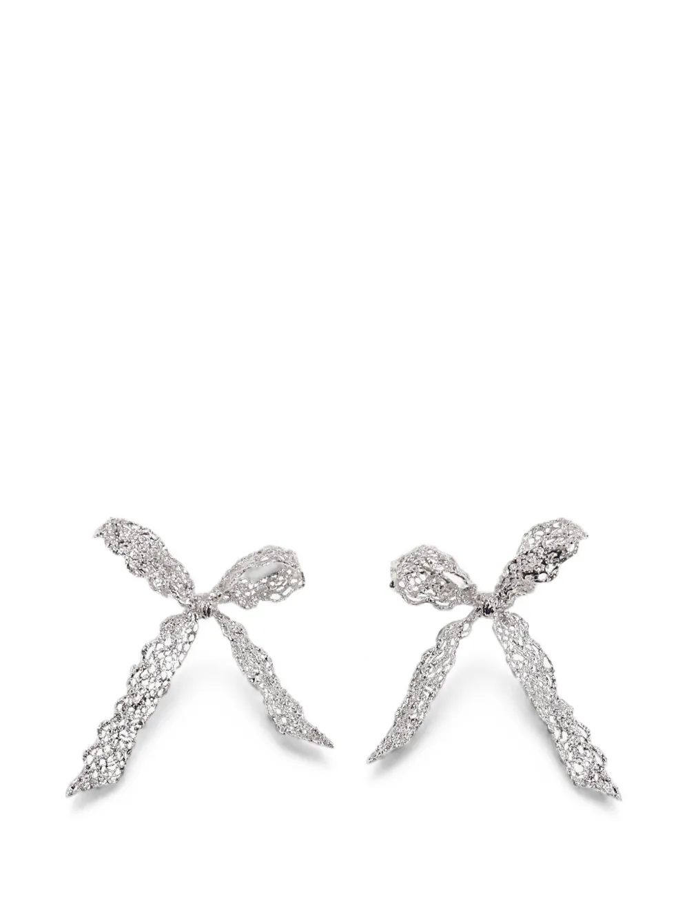 YVMIN lace-effect bow-motif earrings - Argento