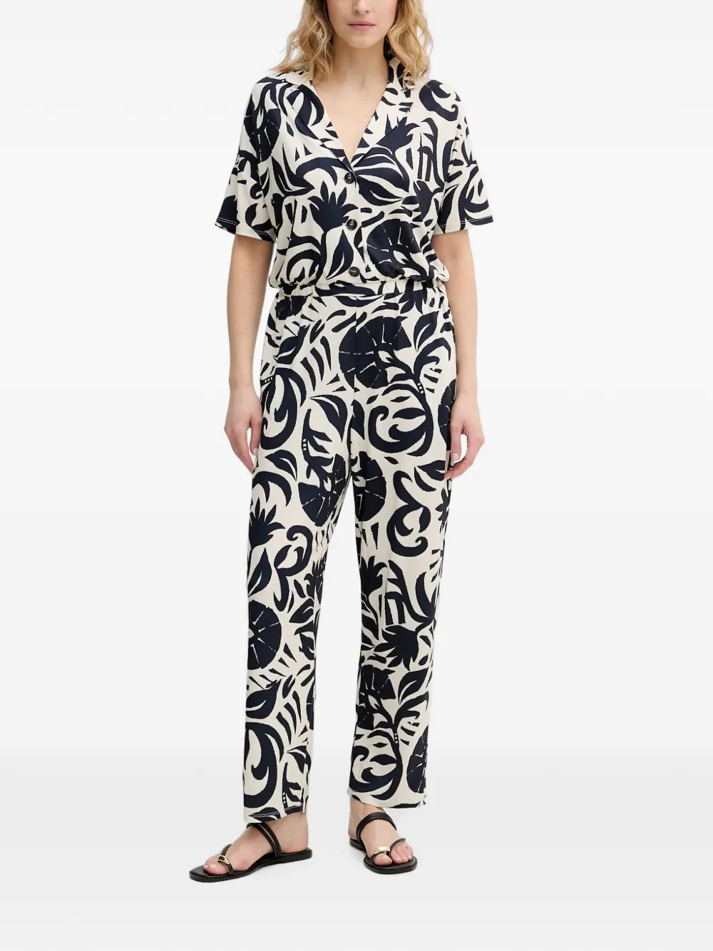 OUI leaf-print jumpsuit - Bianco