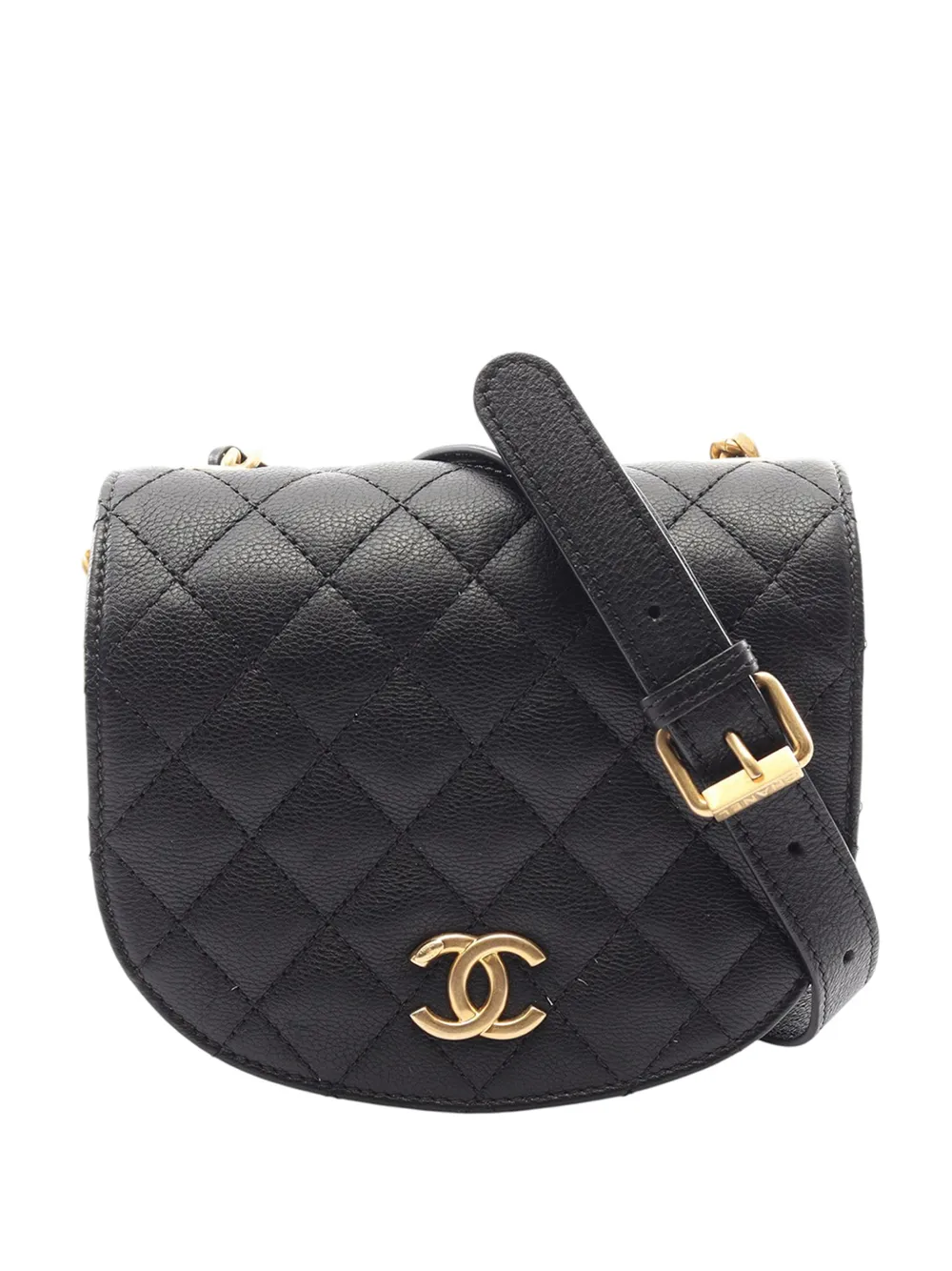 CHANEL Pre-Owned 2018-2019 Quilted Grained Calfskin Casual Trip Messenger crossbody bag - Black