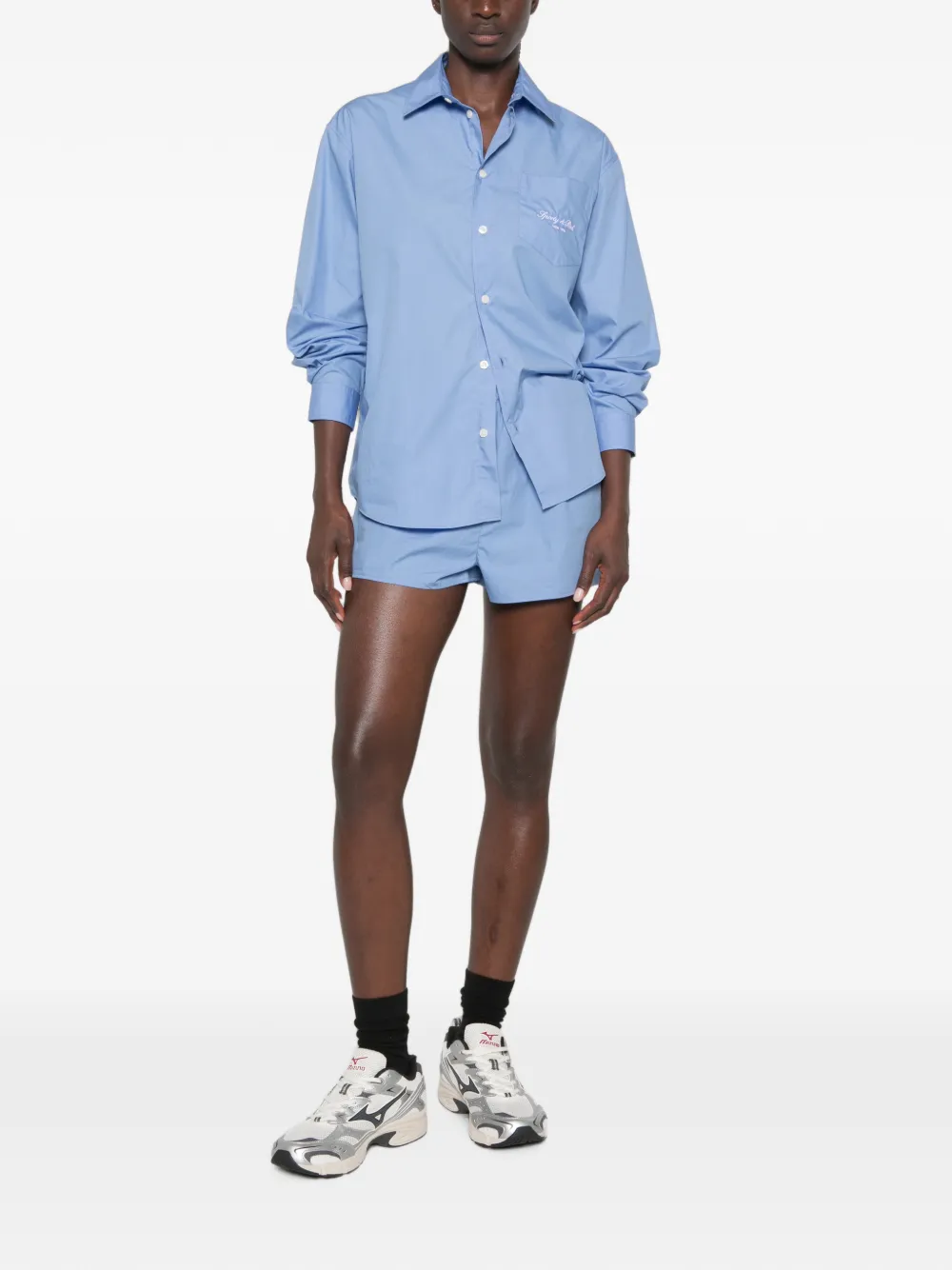 Sporty & Rich Shorts met logopatch en knopen Blauw