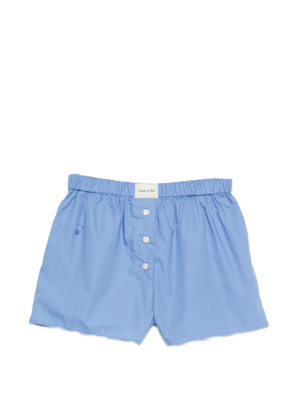 Sporty & Rich logo-patch buttoned-front shorts - Blue