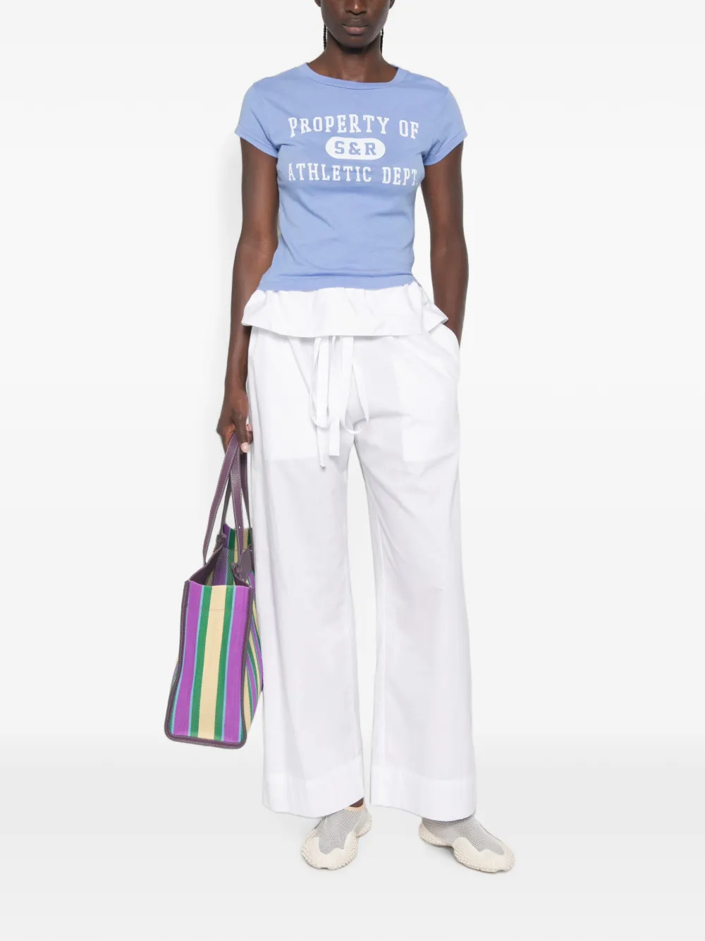 Sporty & Rich T-shirt met logoprint en korte mouwen Blauw