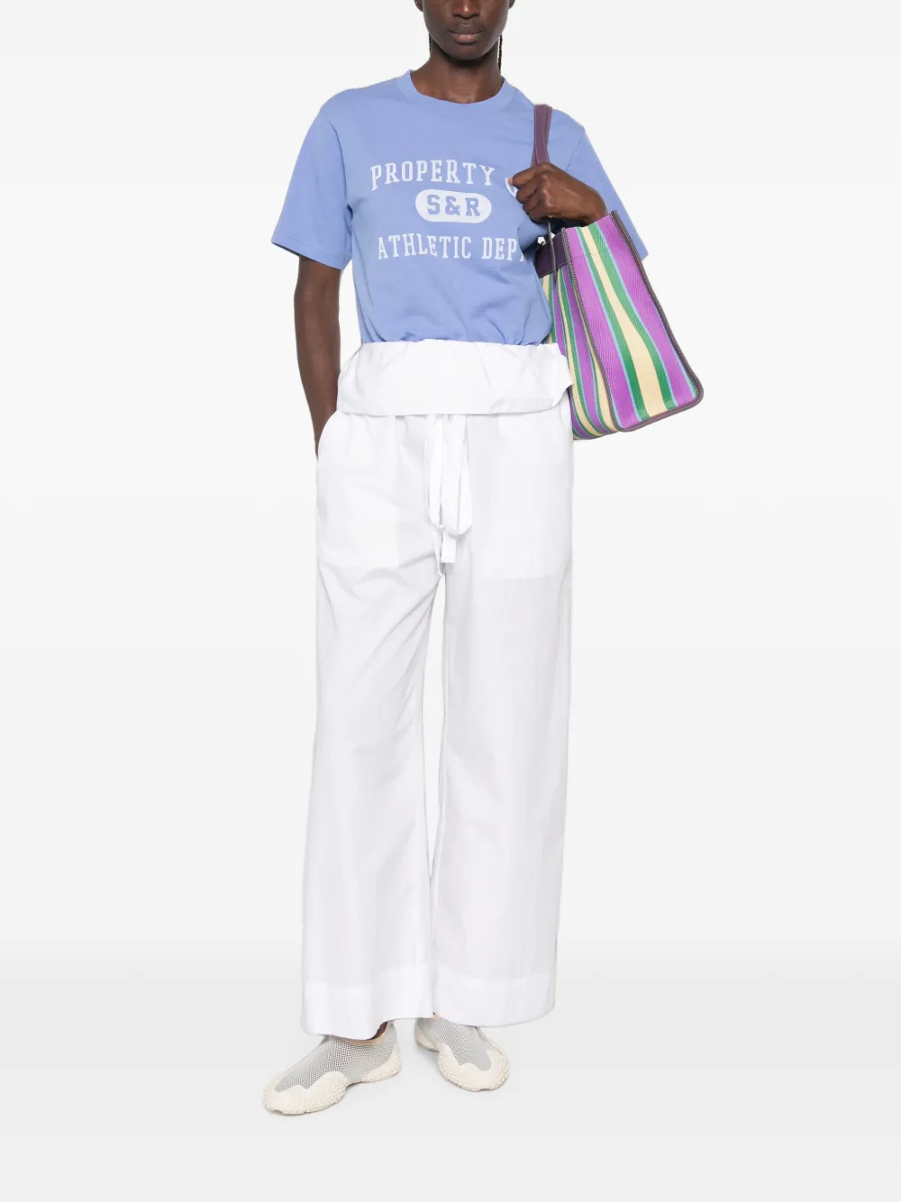 Sporty & Rich Property logoprint T-shirt met korte mouwen Blauw