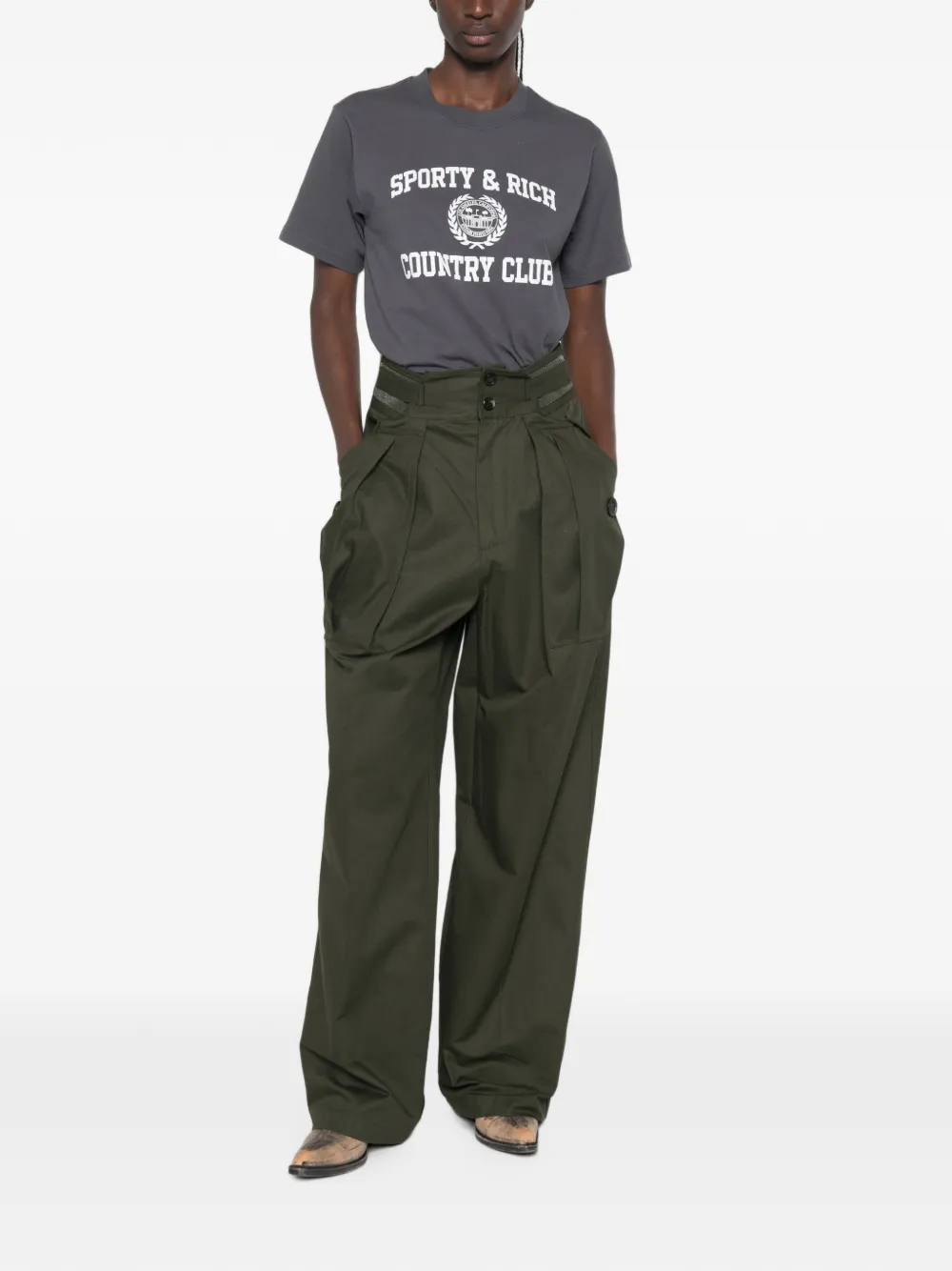 Sporty & Rich T-shirt met logoprint Grijs