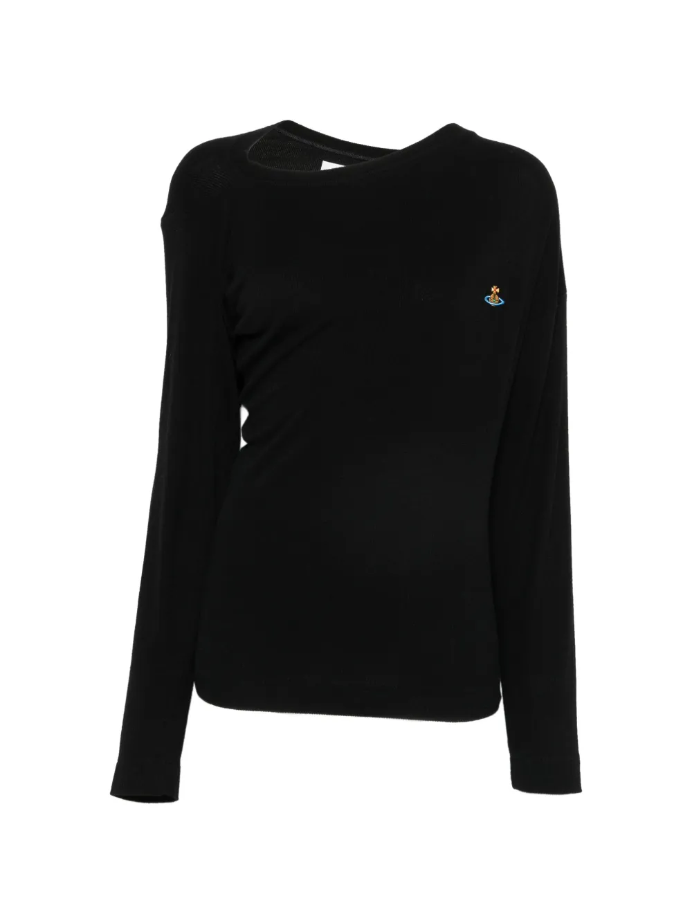 Vivienne Westwood Orb-embroidered asymmetric-neck T-shirt - Schwarz
