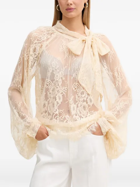 VICOLO bow-detail floral-lace blouse