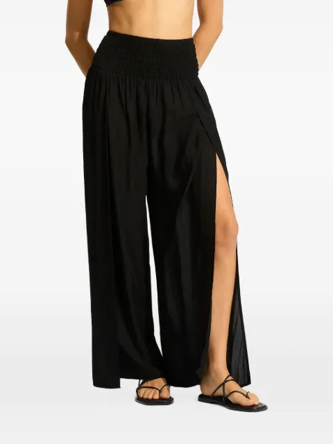 Seafolly smocked side-slit trousers