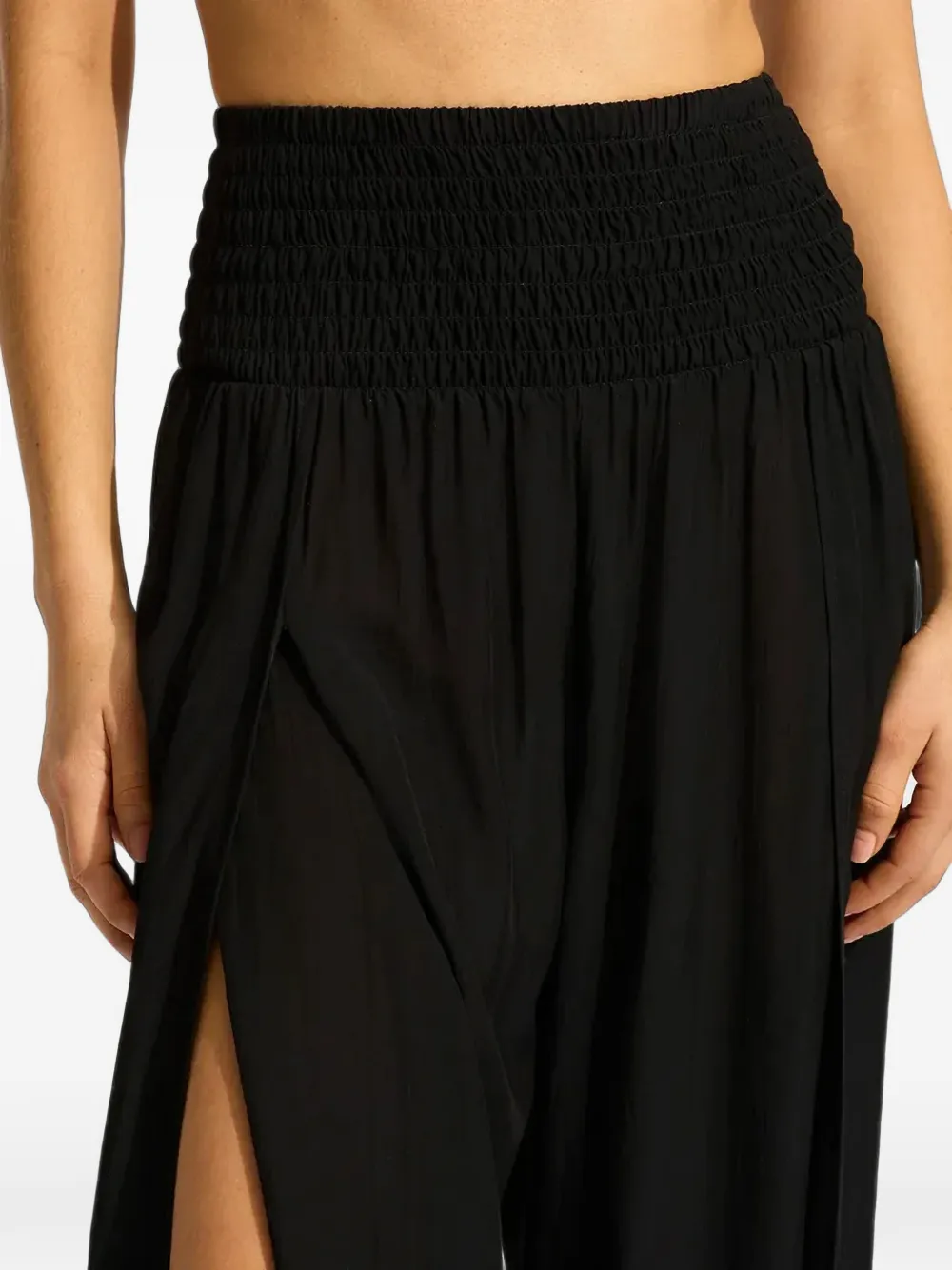 Seafolly Gesmockte broek met zijsplit Zwart