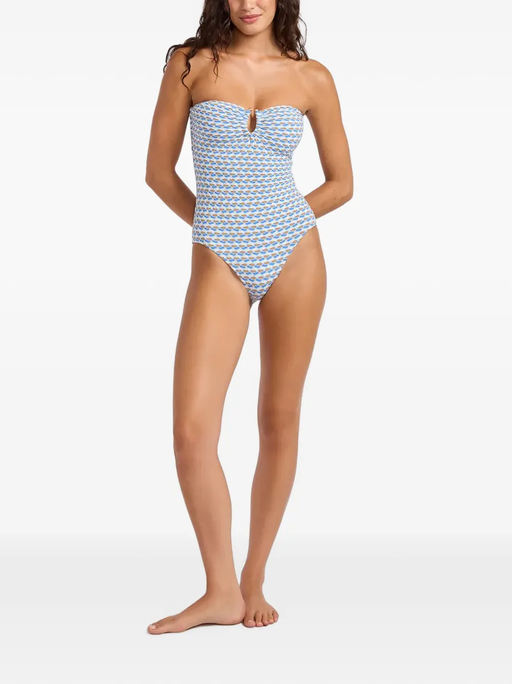 Seafolly Mala Ring bandeau badpak met geometrische print Blauw