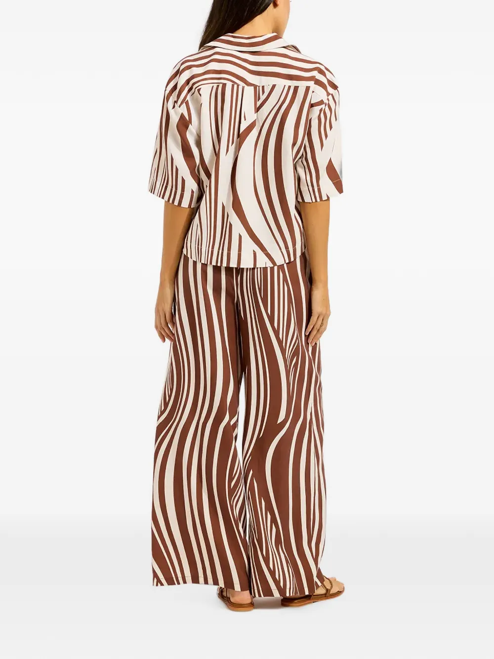 Seafolly Coastline broek met trekkoord en abstracte print Bruin