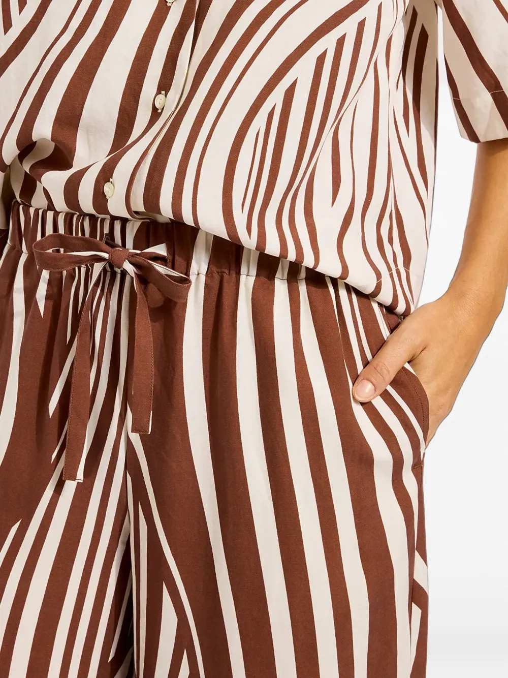 Seafolly Coastline broek met trekkoord en abstracte print Bruin