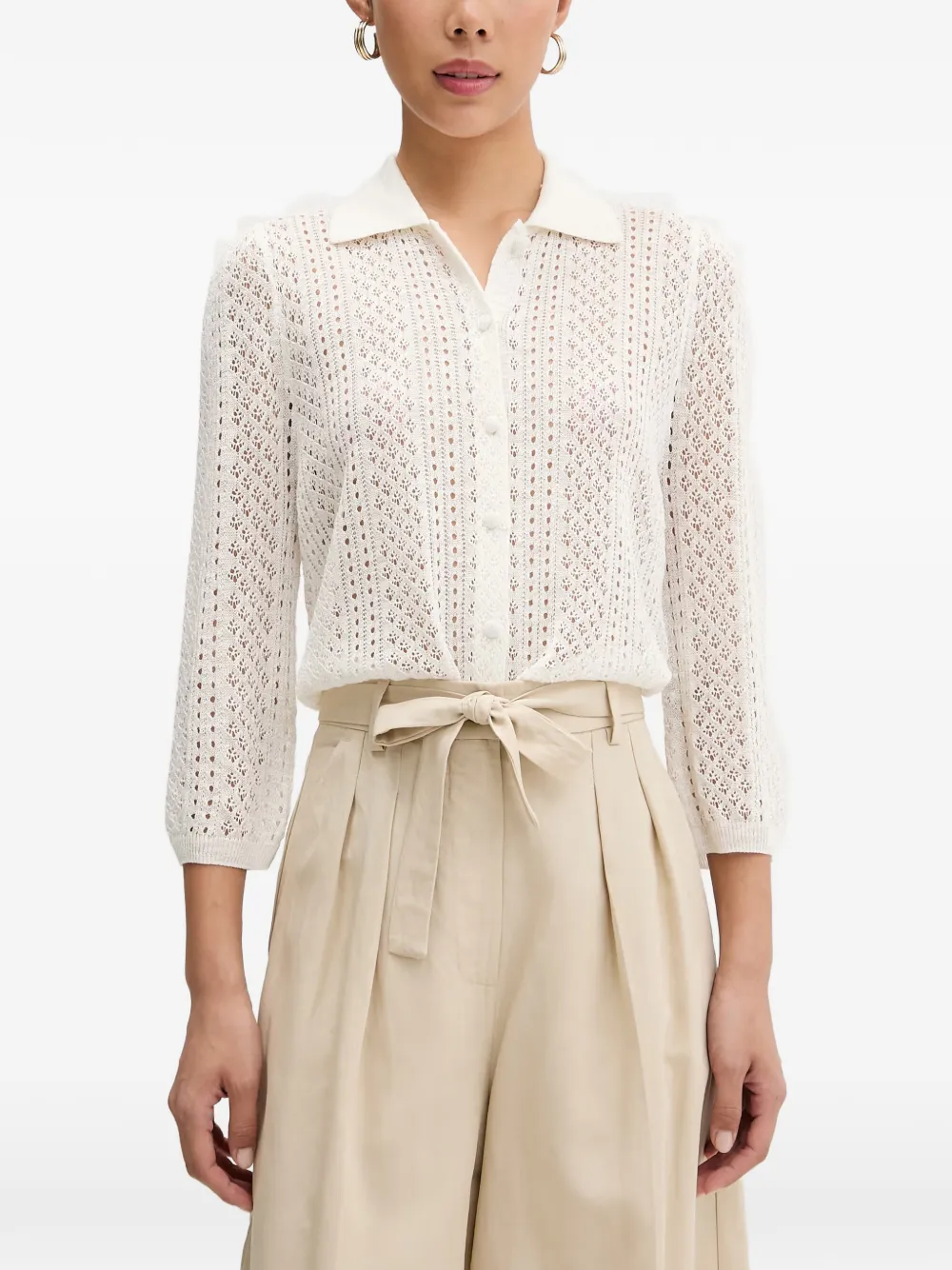 VICOLO pointelle-knit cardigan - Bianco