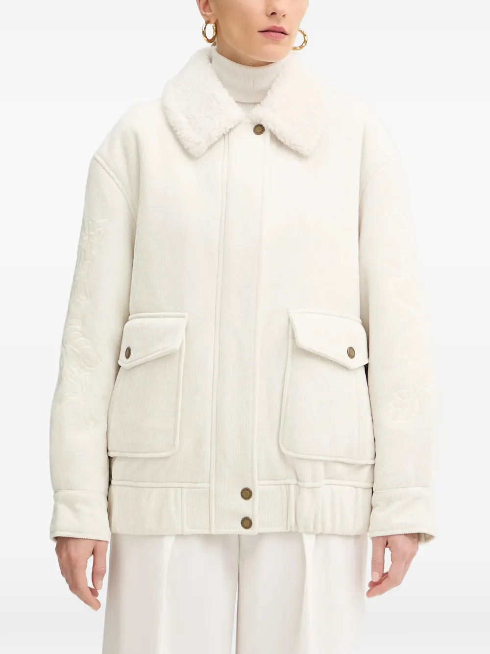 ERMANNO FIRENZE embroidered corduroy jacket - Toni neutri