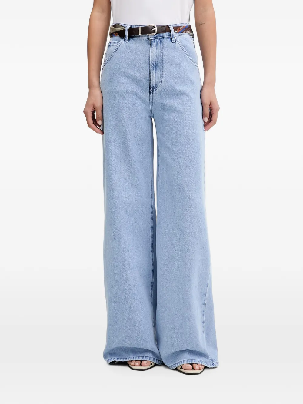 VICOLO belted wide-leg jeans - Blu