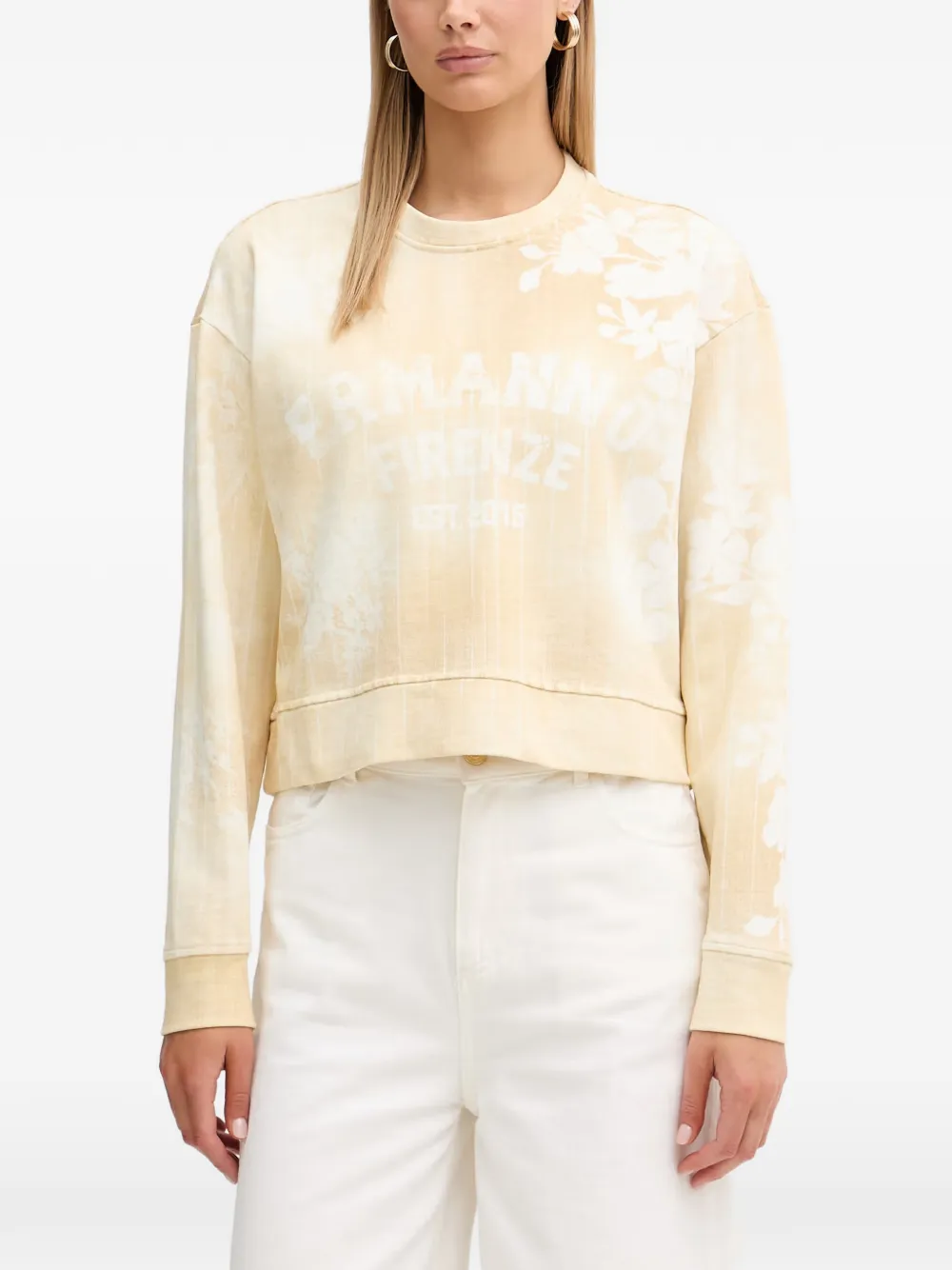 ERMANNO FIRENZE floral-print logo-print sweater - Gelb
