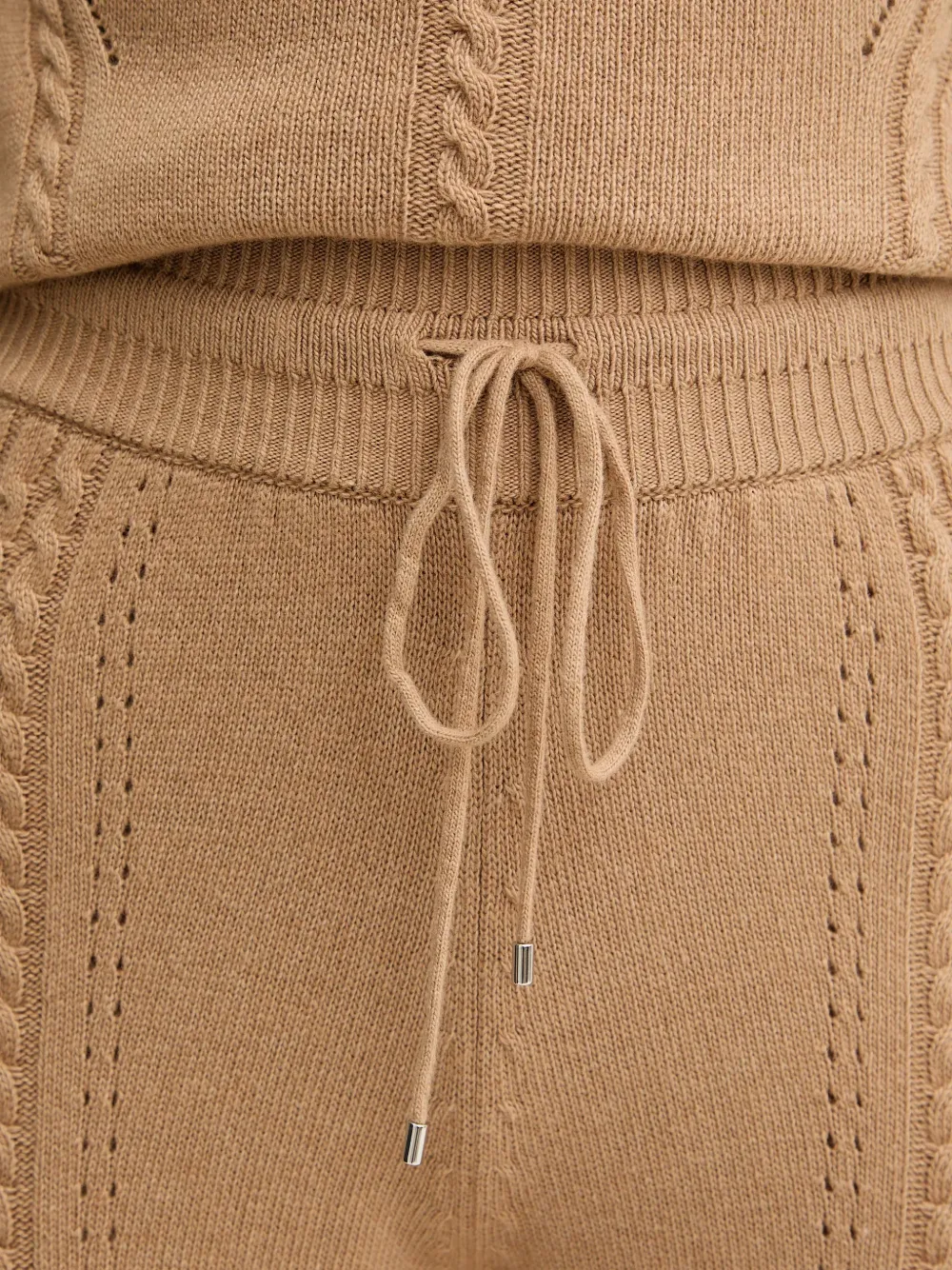 Ermanno Scervino Kabelgebreide broek met trekkoord Bruin