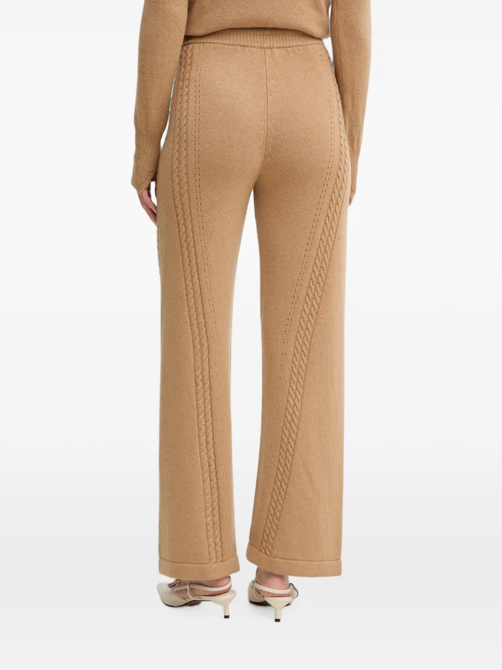 Ermanno Scervino Kabelgebreide broek met trekkoord Bruin