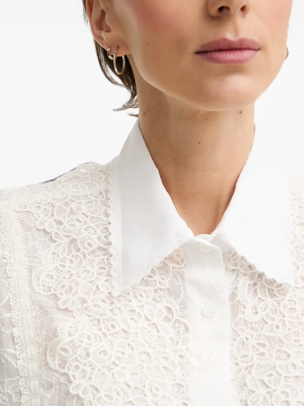 Ermanno Scervino Oversized blouse met kanten vlakken Wit