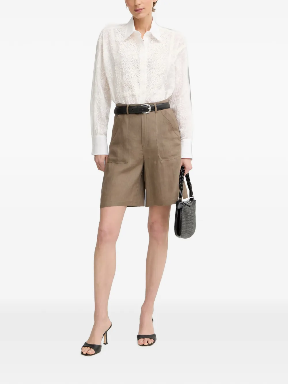 Ermanno Scervino Oversized blouse met kanten vlakken Wit