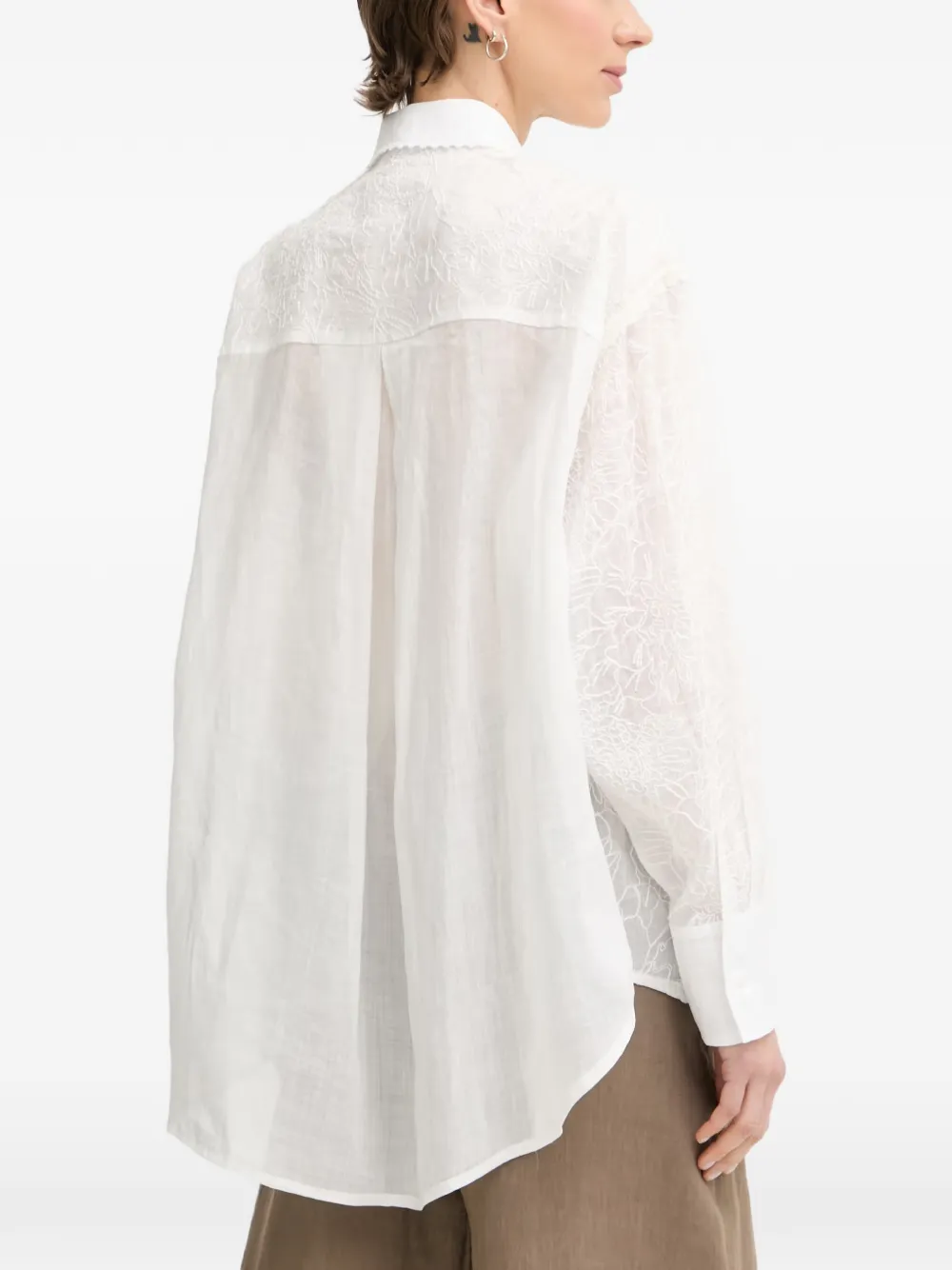 Ermanno Scervino Oversized blouse met kanten vlakken Wit