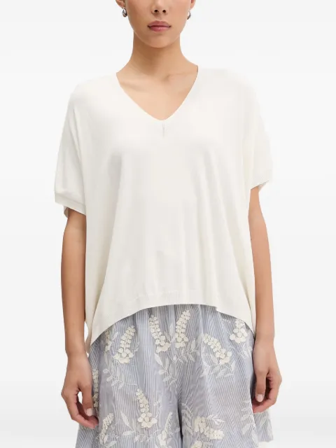 VICOLO fine-knit V-neck T-shirt