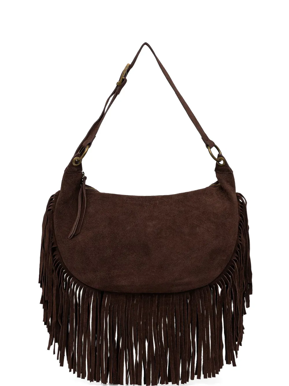 VICOLO fringe-trim suede shoulder bag - Marrone