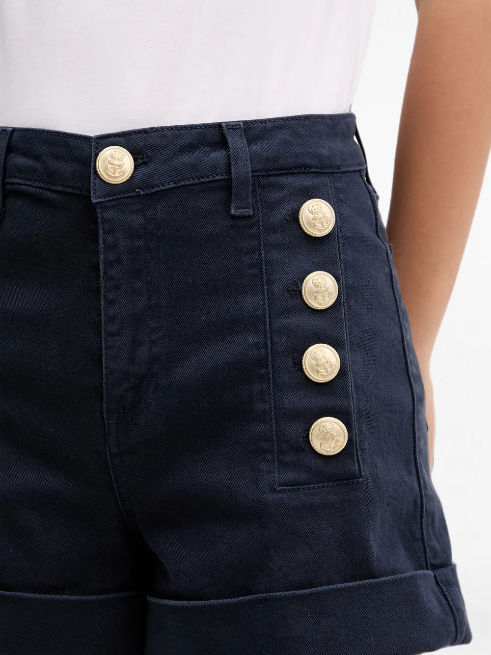 VICOLO Shorts verfraaid met knopen en omslag Blauw
