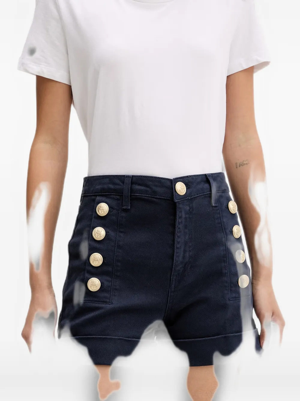 VICOLO Shorts verfraaid met knopen en omslag Blauw