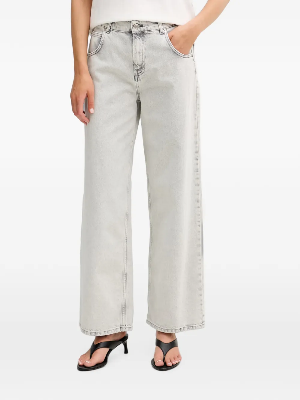 VICOLO acid-wash wide-leg jeans - Grigio