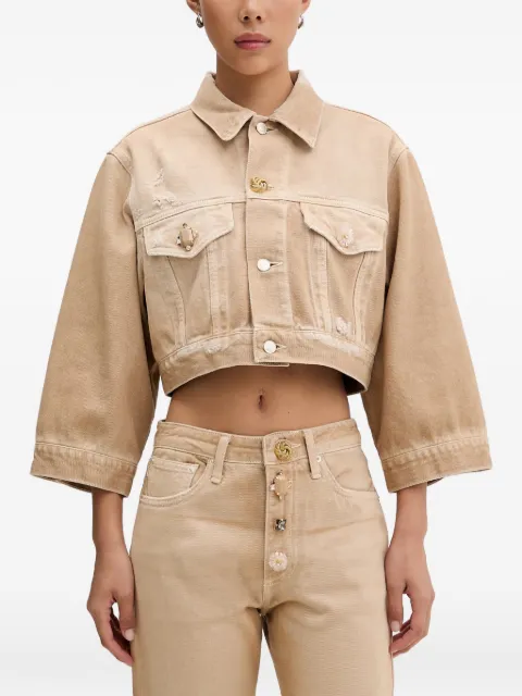 VICOLO embellished cropped denim jacket
