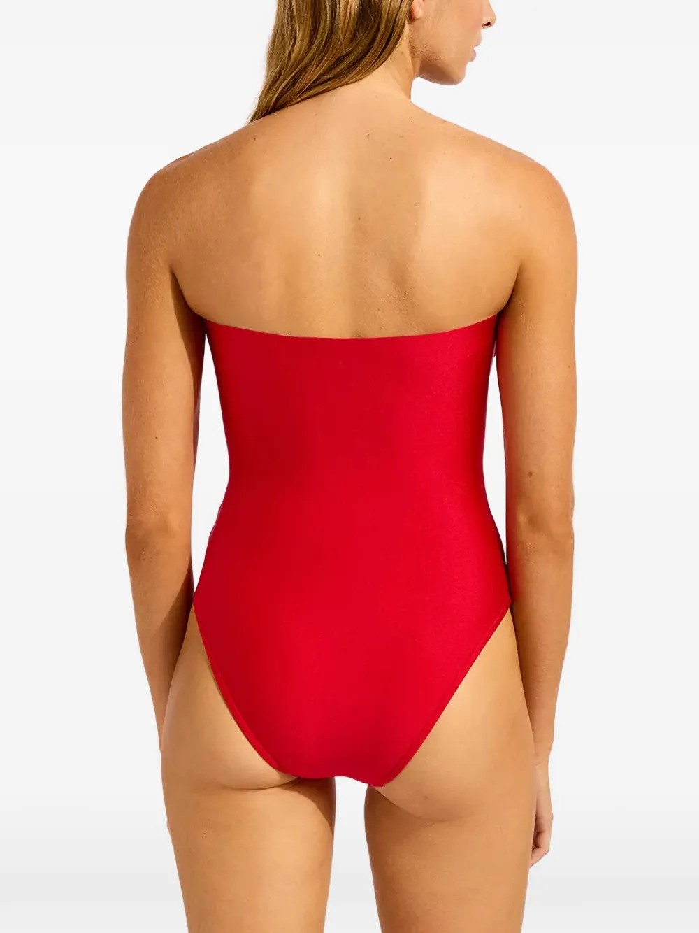Seafolly Palermo bandeau badpak verfraaid met kralen Rood