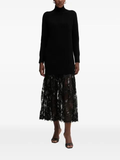 ERMANNO FIRENZE sequin-embellished lace-panel midi dress