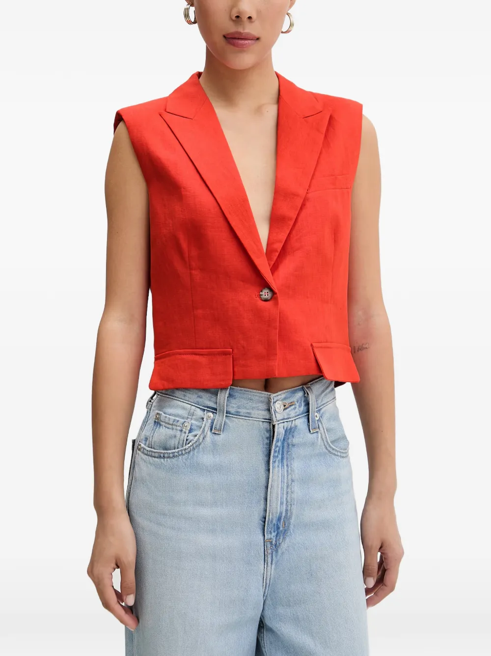 VICOLO padded-shoulder notched-lapels vest - Red