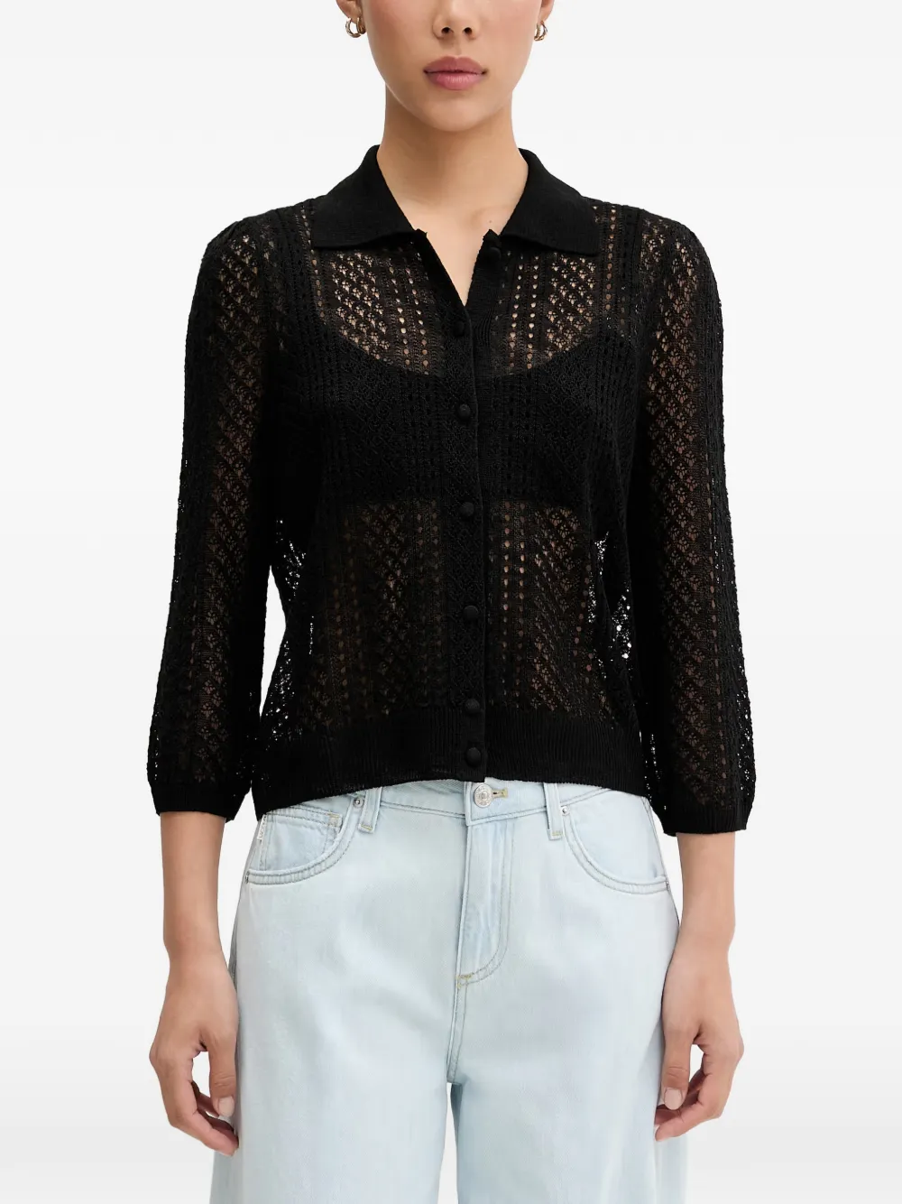 VICOLO pointelle-knit cardigan - Nero