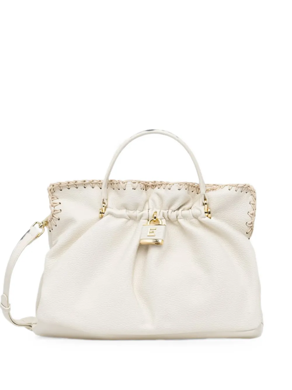 ERMANNO FIRENZE woven-trim padlock-detail tote bag - Neutrals
