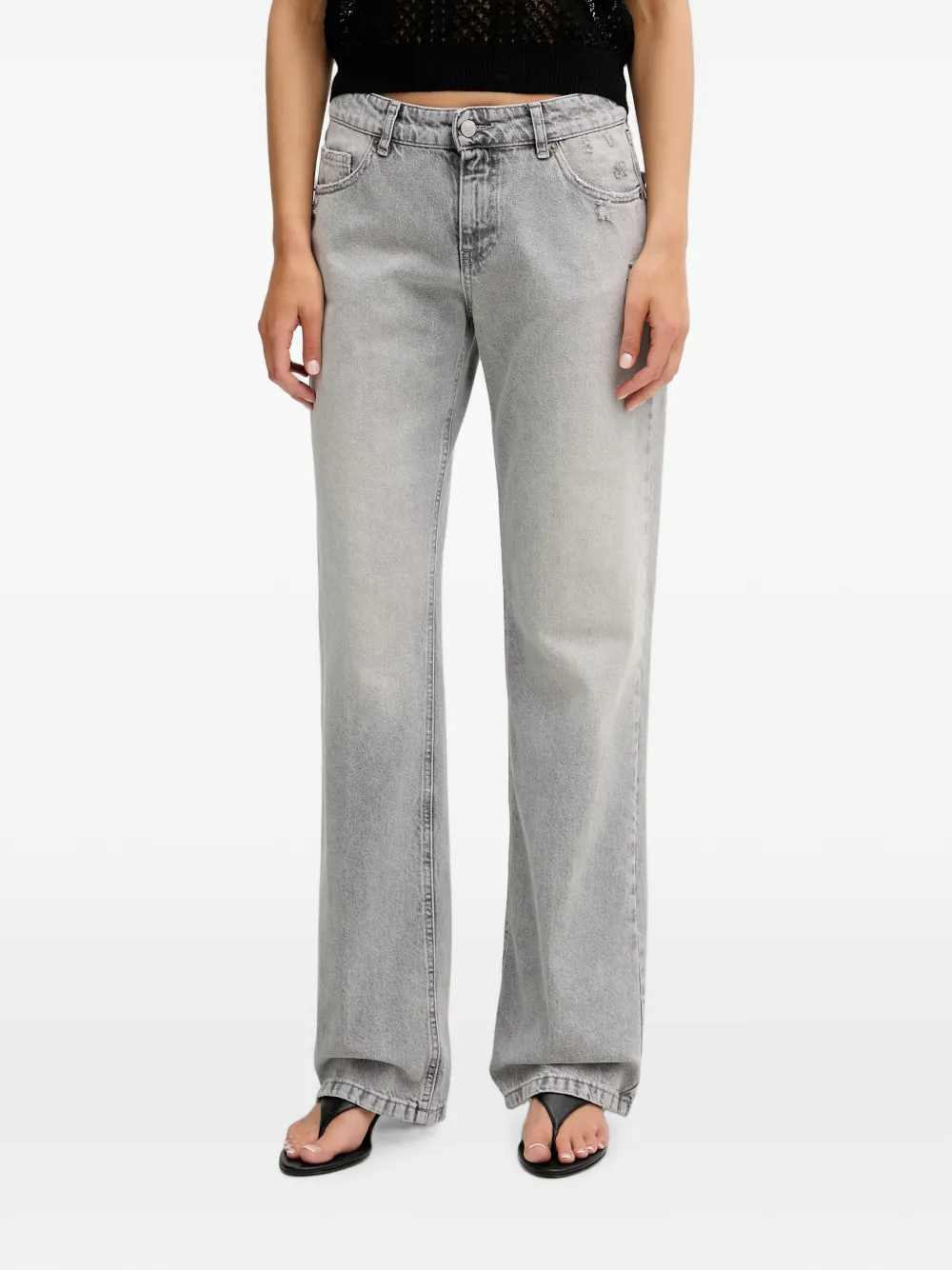 VICOLO distressed straight-leg jeans - Grigio