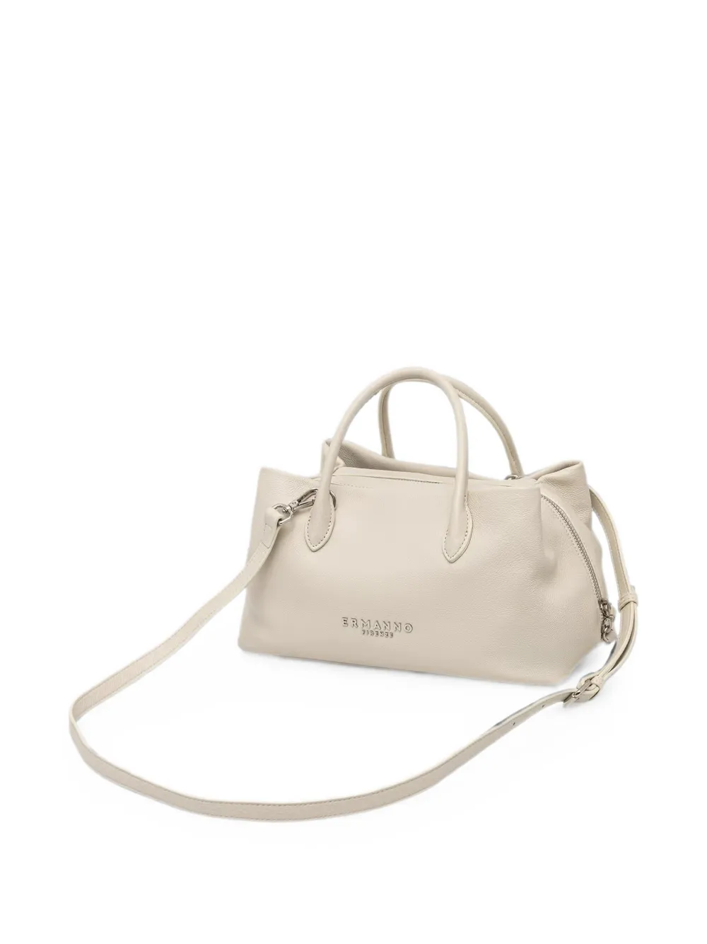 ERMANNO FIRENZE Shopper van bewerkt leer met logoplakkaat Beige