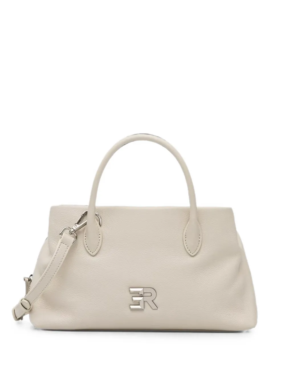 ERMANNO FIRENZE logo-plaque pebbled-leather tote bag - Neutrals