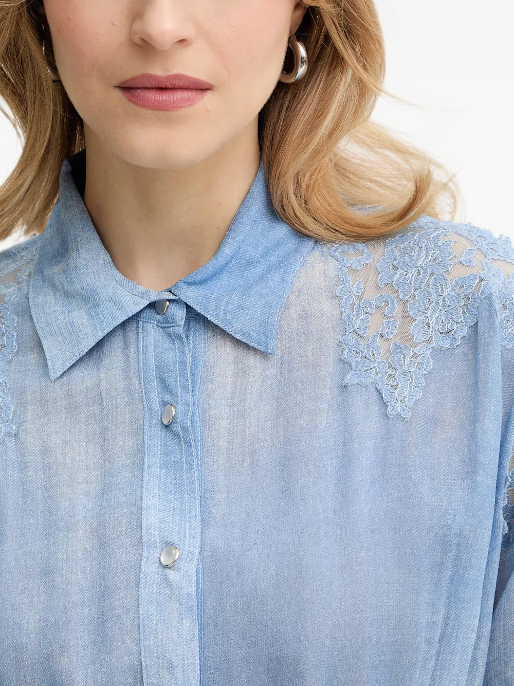 ERMANNO FIRENZE Jumpsuit met kanten vlakken Blauw