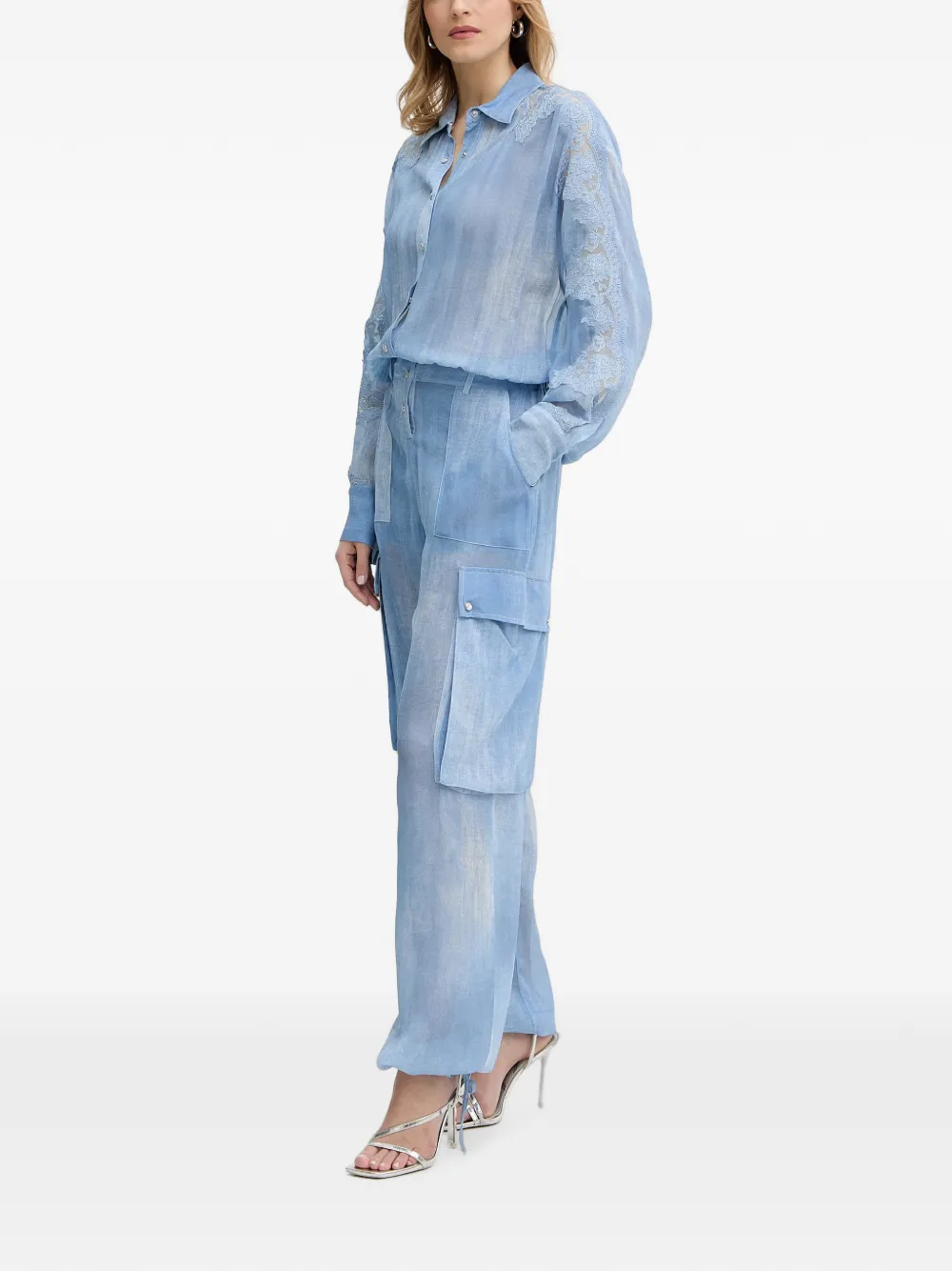 ERMANNO FIRENZE Jumpsuit met kanten vlakken Blauw