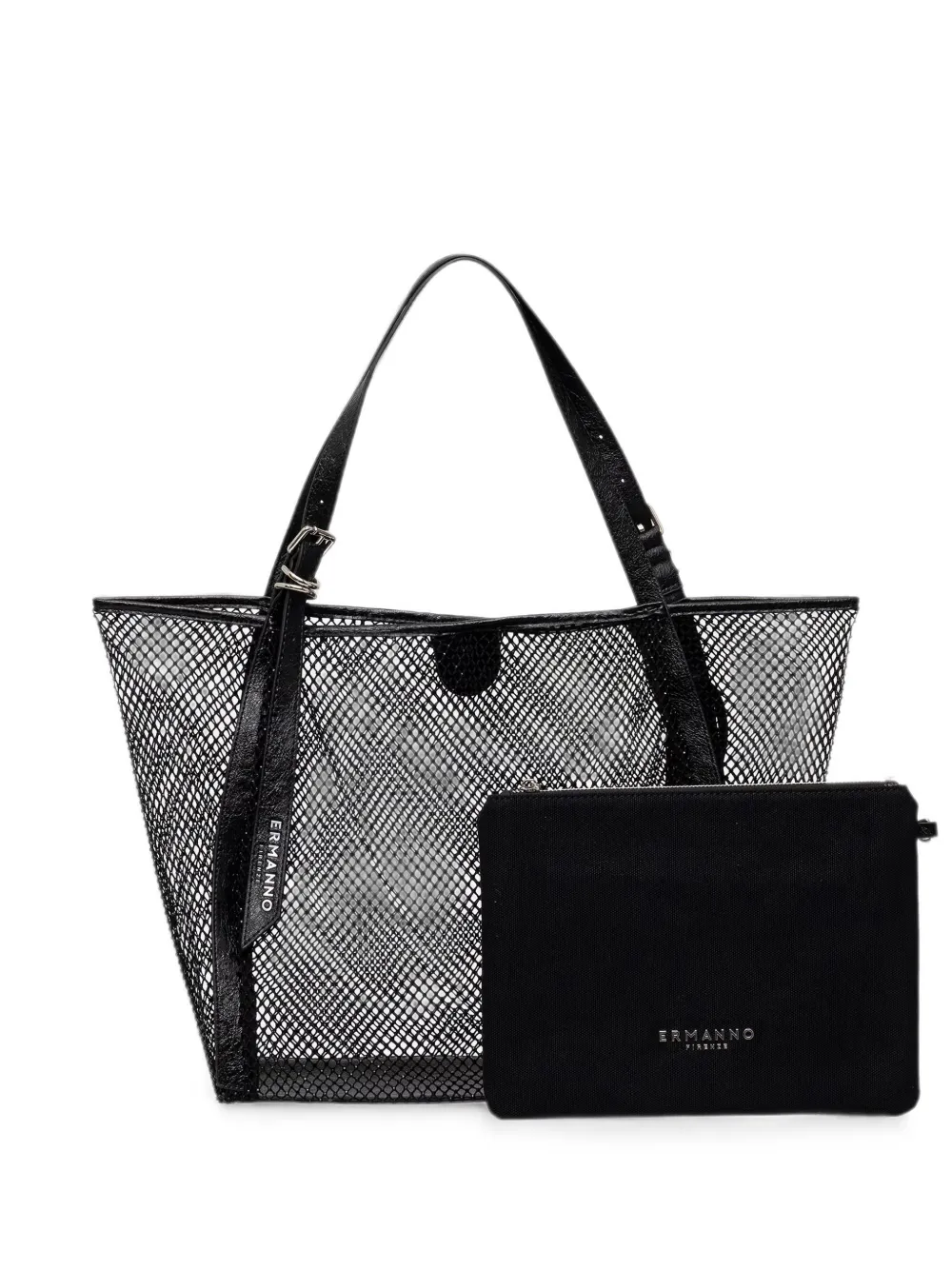 ERMANNO FIRENZE mesh logo-tag tote bag - Nero