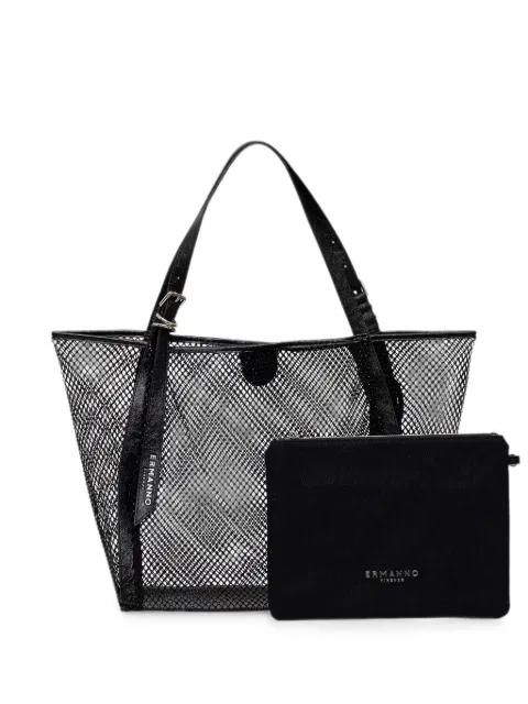 ERMANNO FIRENZE  bolso shopper de malla con etiqueta del logo